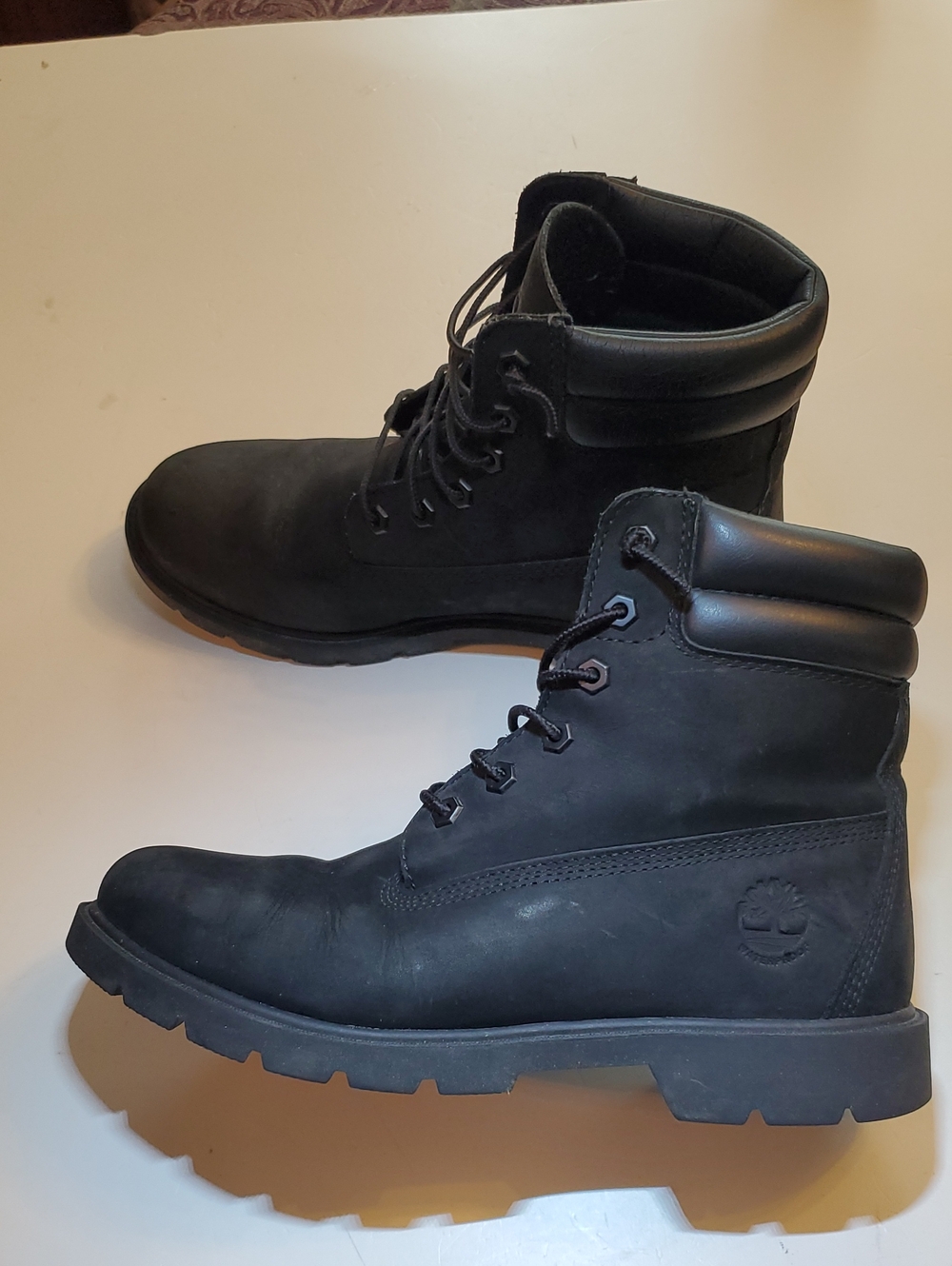 Timberland Womens Black Lace-Up Leather Work Boots Size 9.